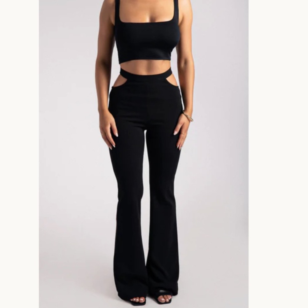 MESHKI- Quinn Cut Out Side Flare Pants
